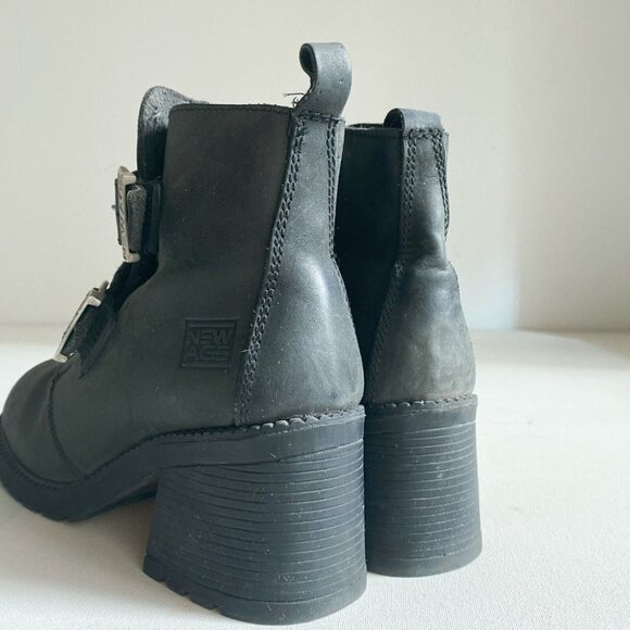Vintage New Age  Nubuck Suede Black Chunky Square Moto Boots 10 - Picture 6 of 10